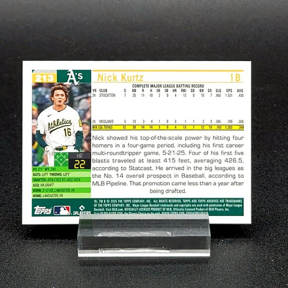Three 2025 Nick Kurtz RC Topps 35th, Archives, Bowman Chrome Athletics - Picture 5 of 7